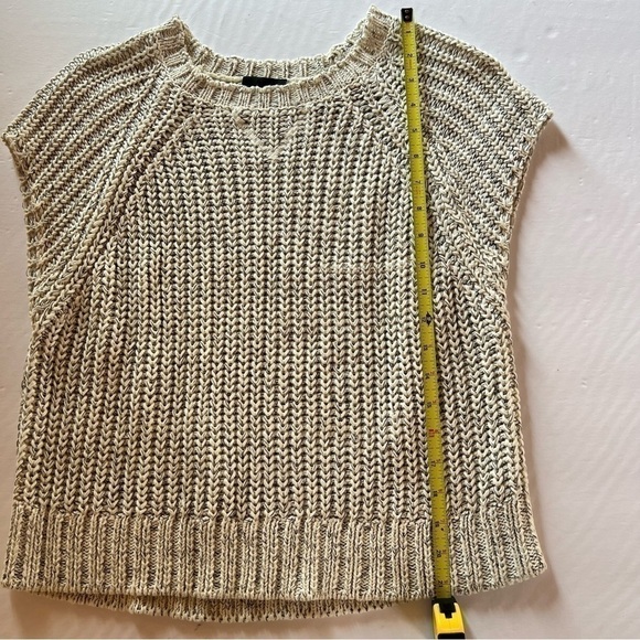 ATM cream crochet open knit cap slv sweater sz XS beachy cable pattern - Picture 5 of 7